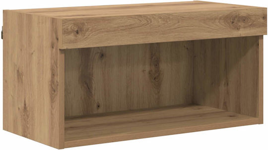 TV Stand made of Wood and Glass with LED Lighting Brown 30x28.5x30cm