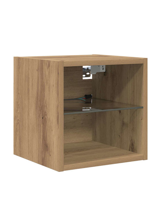 TV Stand made of Wood and Glass with LED Lighting Brown 30x28.5x30cm