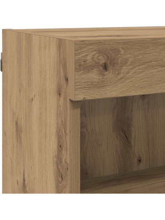 TV Stand made of Wood and Glass with LED Lighting Brown 30x28.5x30cm