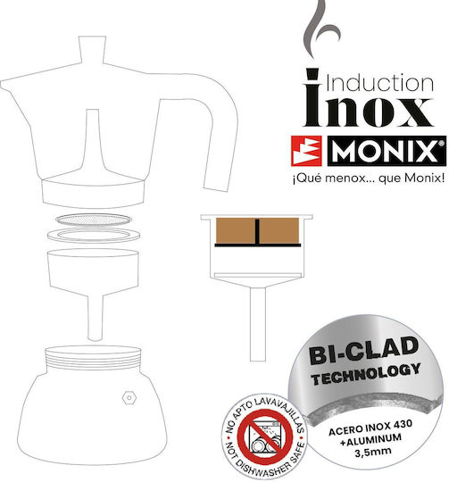 Monix Stovetop Espresso Pot Inox Roșu