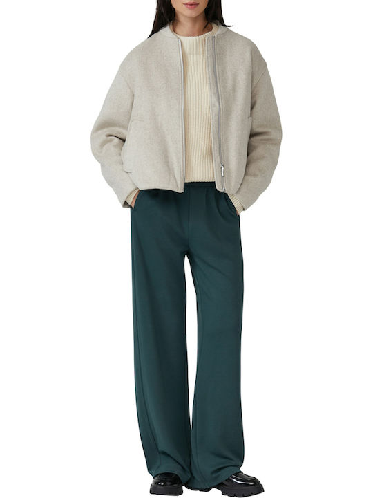 Label Dama Tesatura Pantaloni cu Croială Largă Green