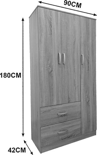 Тройна врата Гардероб Lego Wenge Shade 90x42x180см
