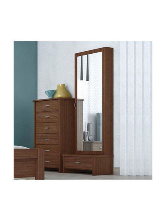 Floor-Standing Makeup Dressing Table No4 Wooden Brown with Mirror 110x43x178cm