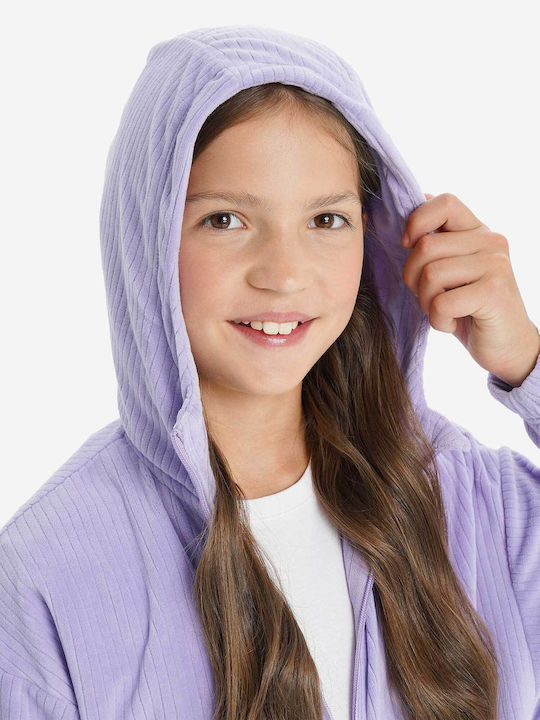 Athletic Kids Cardigan with Hood Purple