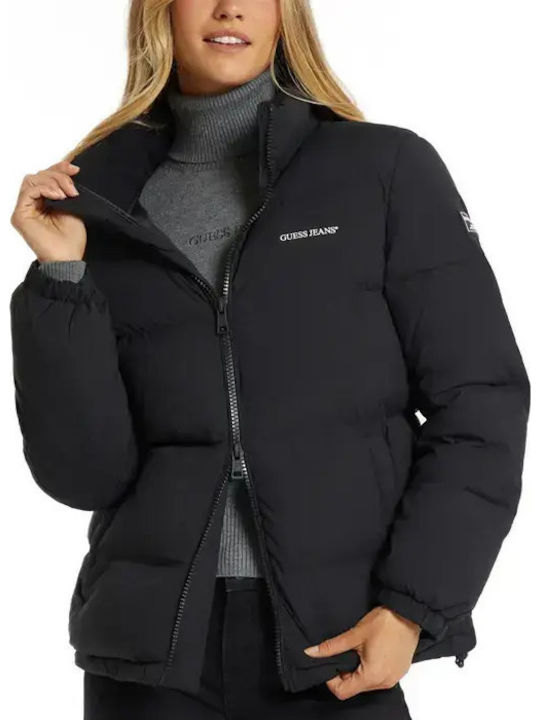 Κοντό Γυναικείο Puffer Μπουφάν για Χειμώνα Black