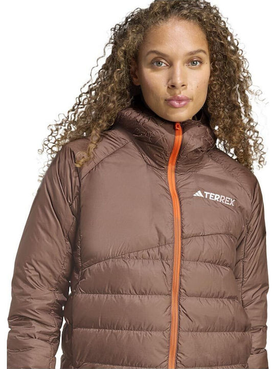 Terrex Xperior Women's for Hiking Lifestyle Jacket for Winter with Hood Brown