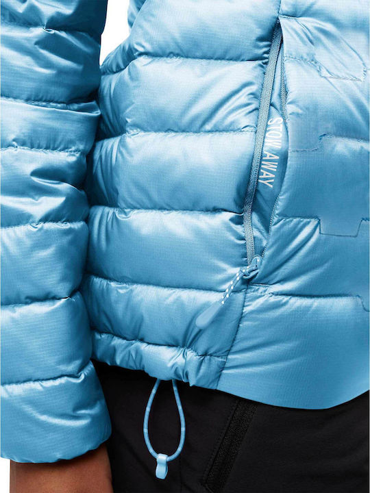 Women's Puffer Jacket Waterproof and Windproof for Winter with Hood Rds Blue