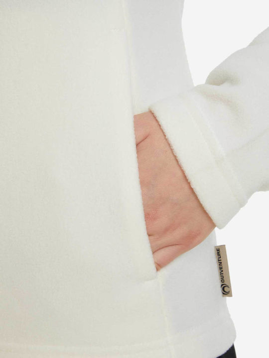 Fleece Γυναικεία Ζακέτα με Φερμουάρ White