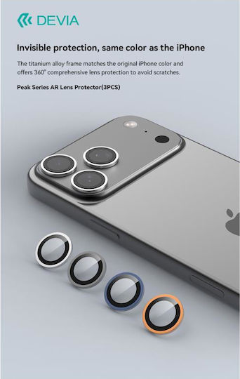Devia Peak Camera Protection Tempered Glass Orange for the iPhone 16 Pro, 16 Pro Max, 17 Pro, 17 Pro Max