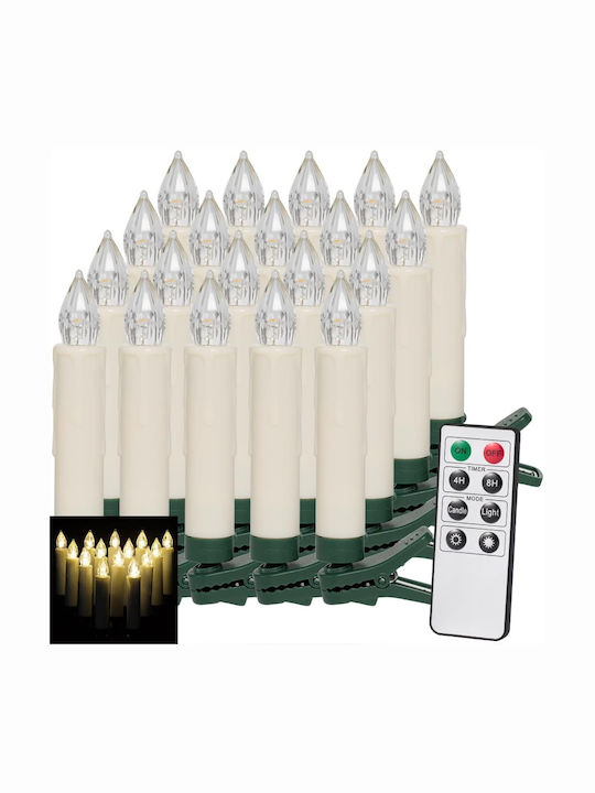 Led Christmas Tree Candles 20-piece Set Warm White Remote Control
