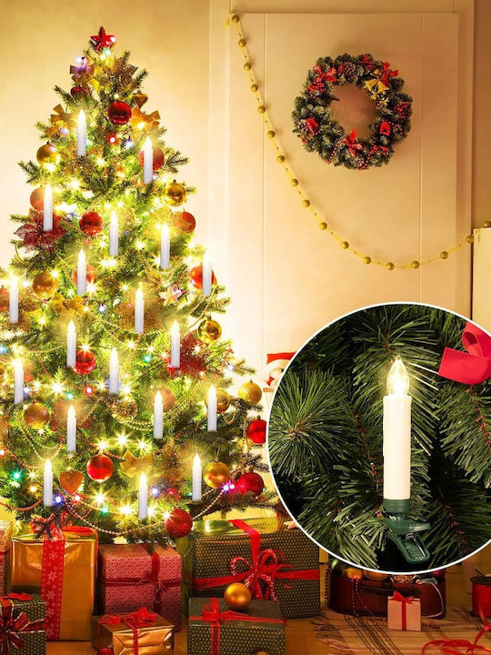 Led Christmas Tree Candles 20-piece Set Warm White Remote Control