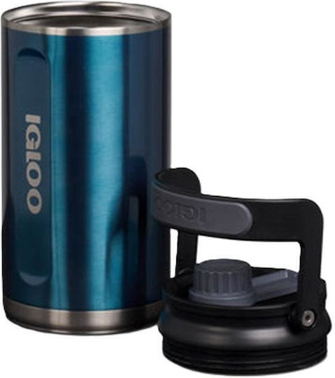 Igloo Handled Tumbler Θερμός Ανοξείδωτο 1.892lt Blue με Καλαμάκι και Λαβή