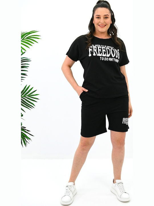 Set Pentru Femei Cu Pantaloni Scurți Sport Negru