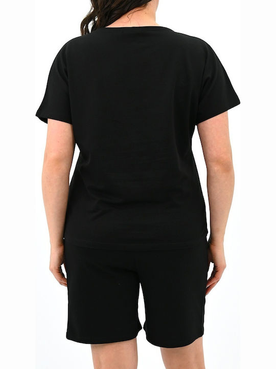 Set Pentru Femei Cu Pantaloni Scurți Sportivi Negri