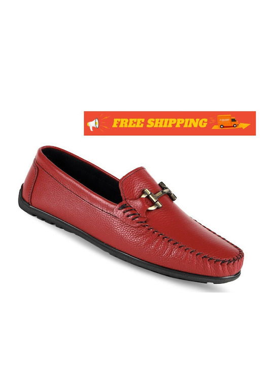 Men's Leather Moccasins Red