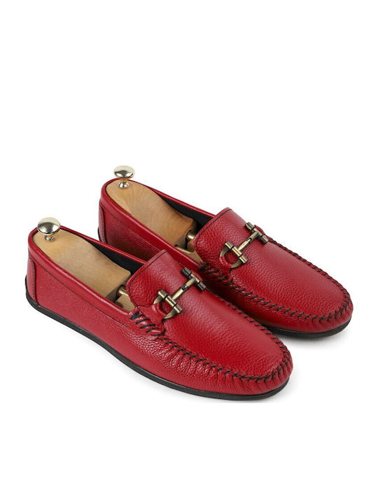 Men's Leather Moccasins Red