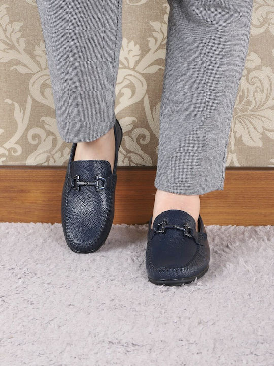 Leder Herren Mokassins in Blau Farbe