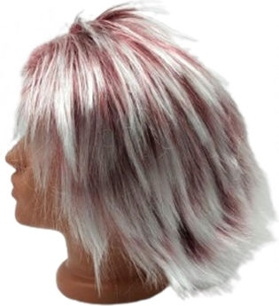 Women's Carnival Wig Short Hair White-red