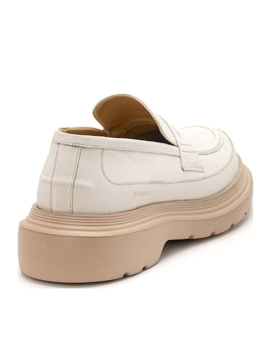 Δερμάτινα Ανδρικά Loafers σε Μπεζ Χρώμα