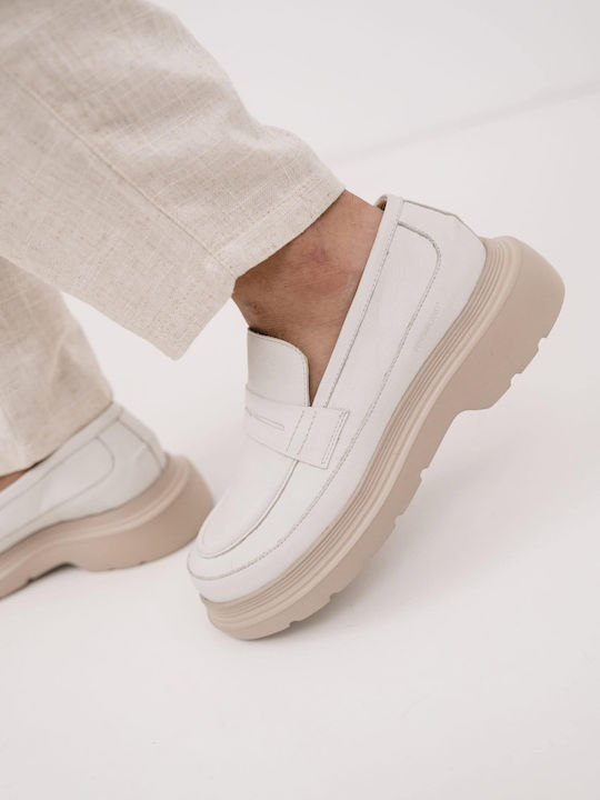 Δερμάτινα Ανδρικά Loafers σε Μπεζ Χρώμα