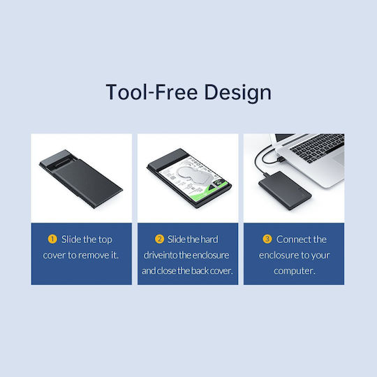 Orico 2521c3-bk 2.5" 6.35 Cm Hdd Ssd Enclosure Usb 3.1 Type-c Sata Iii Black