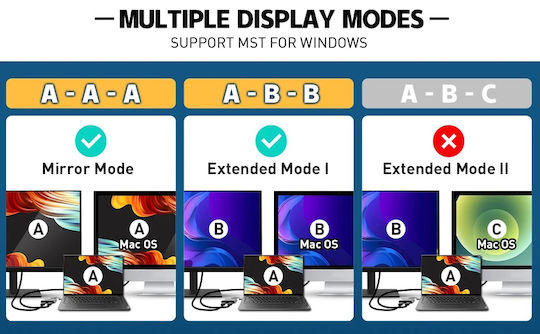 VCOM 4-in-1 USB-C Docking Station με HDMI 4K PD Γκρι