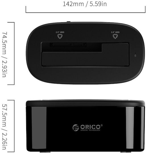 Orico 6218us3 Докинг станция за 2.5"/3.5" HDD SSD твърди дискове до 8TB USB 3.0 Type B черна