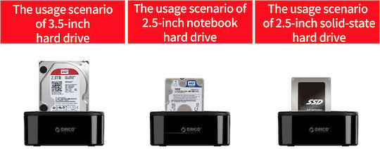 Orico 6218us3 Докинг станция за 2.5"/3.5" HDD SSD твърди дискове до 8TB USB 3.0 Type B черна