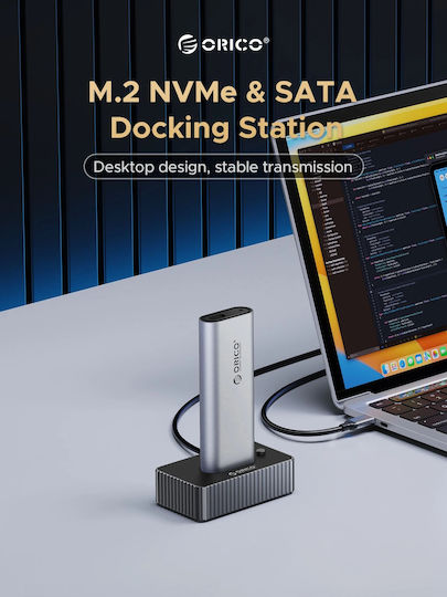 Orico Hard Drive Docking Station SATA M.2 (2230)" / M.2 (2242)" / M.2 (2260)" / M.2 (2280)" with Connection USB-C (IT18C3-GY-BP)