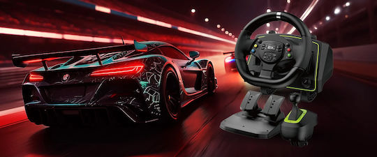 Genius SpeedMaster X2 Wireless Steering Wheel with Shifter and Pedals for PC / PS3 / PS4 / XBOX 360 / XBOX One / Xbox Series X/S with 1080° Rotation