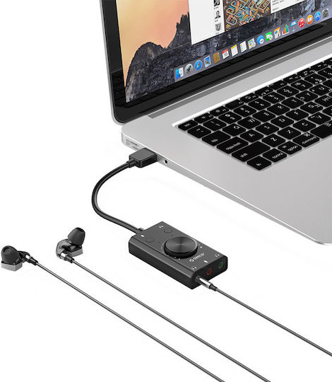 Orico Sc2-bk-pro Външна звукова карта USB 3.5mm жак Микрофонен жак Черна