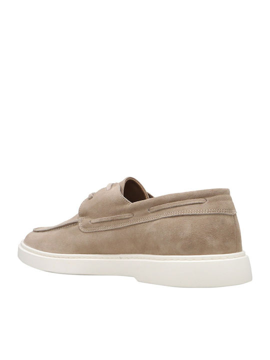Men's Leather Boat Shoes Beige