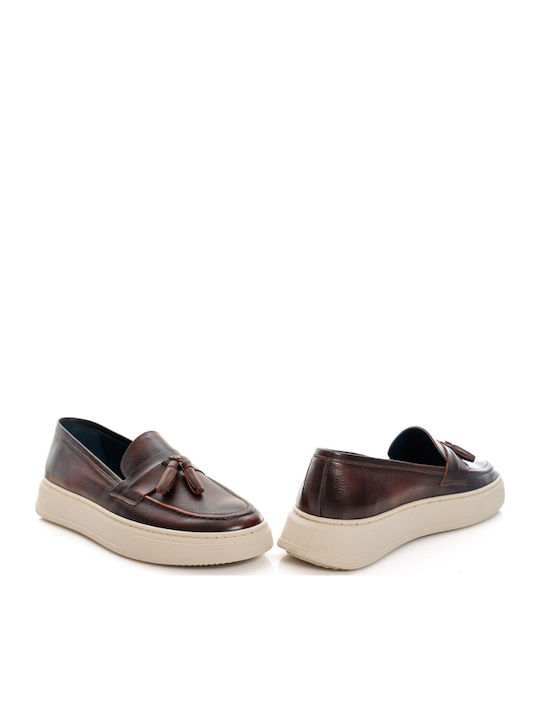 Δερμάτινα Ανδρικά Loafers σε Καφέ Χρώμα