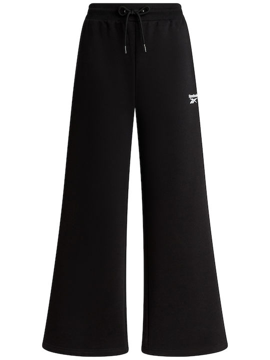 Klassische Damen Jogginghose Ausgestellt Fleece Schwarz