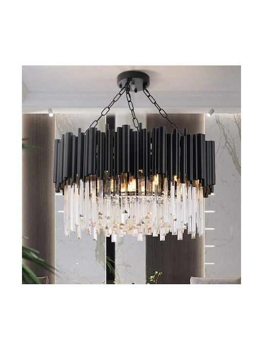 Lightplanet Πολυέλαιος με Κρύσταλλα Μαύρος 6924/800BK