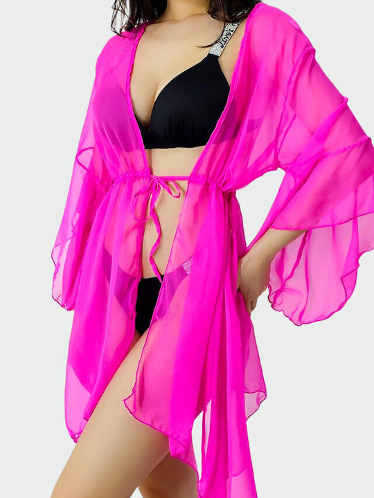 Damen Mini Kaftan Strand Fuchsia