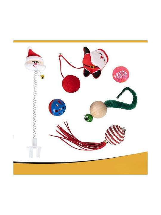 Set 6 Cat Toys Zola Christmas Design Safe Materials Multicolored