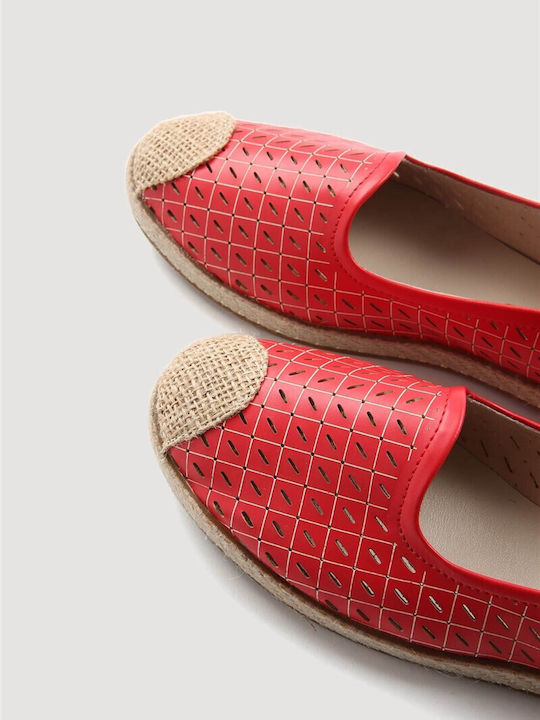 Women's Leather Espadrilles Red