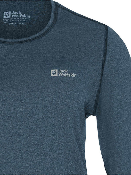 Jack Wolfskin Bluza termica pentru femei cu maneci lungi Albastru