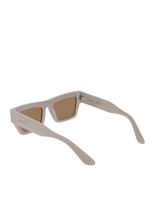 Calvin Klein Unisex Sunglasses with Beige Plastic Frame and Brown Lens CK25510S 209
