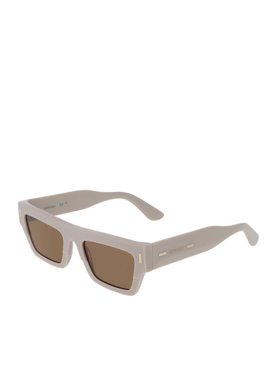 Calvin Klein Unisex Sunglasses with Beige Plastic Frame and Brown Lens CK25510S 209