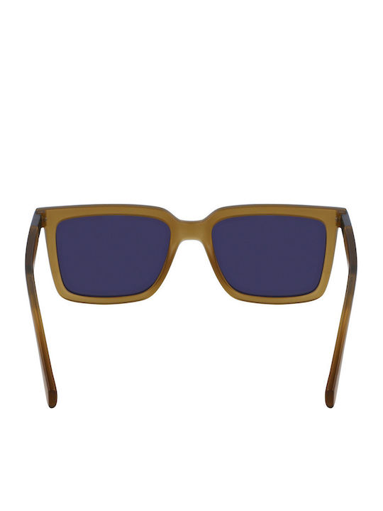 Calvin Klein Unisex Sunglasses with Brown Plastic Frame and Light Blue Mirror Lens CKJ23659S 309