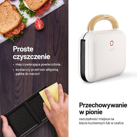 Lauben Sandwich Maker with Removable Plates for 2 Sandwiches 900W White
