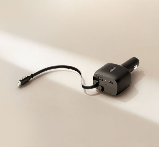Belkin Car Charger 75W with Ports: 1xUSB 1xType-C with Cable Type-C