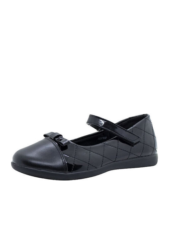 Kids Anatomic Ballerinas with Hoop & Loop Closure Black