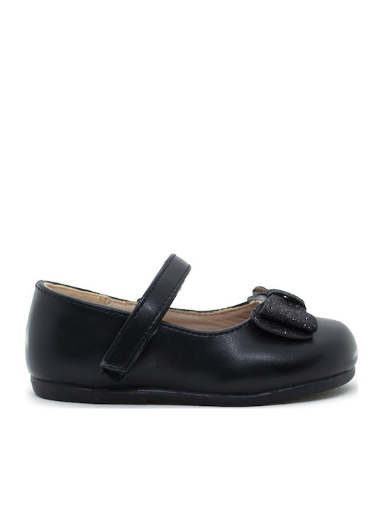 Kids Anatomic Ballerinas with Hoop & Loop Closure Black