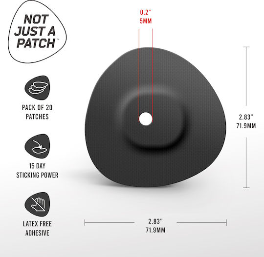 Not Just A Patch Original Αδιάβροχο Αυτοκόλλητο Αισθητήρα Dexcom G7 20τμχ Μαύρο