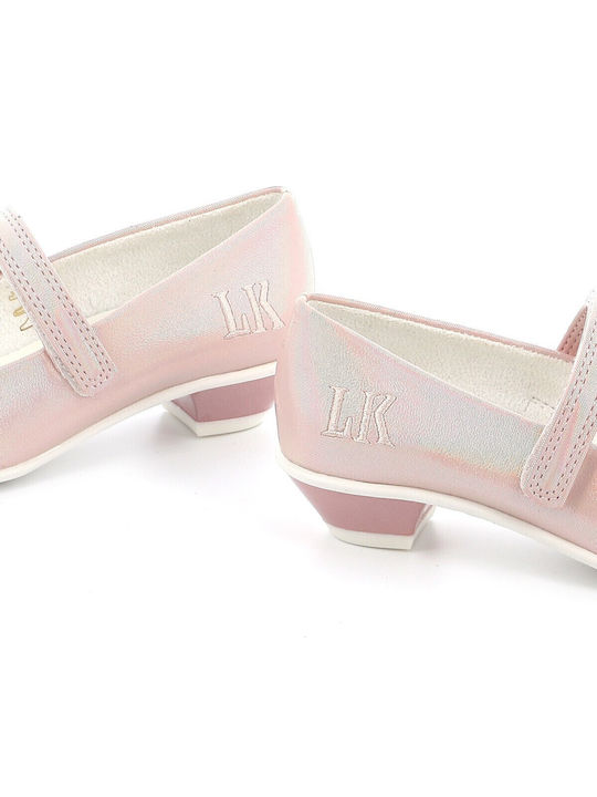 Kids Leather Ballerinas Doroty with Hoop & Loop Closure Pink