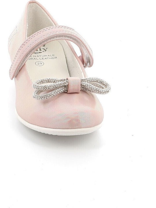 Kids Leather Ballerinas Doroty with Hoop & Loop Closure Pink