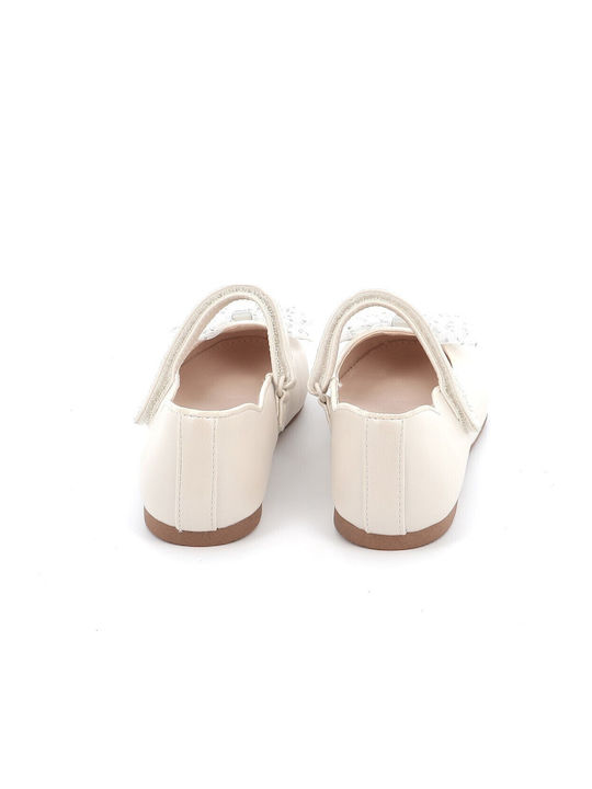 Kids Anatomic Ballerinas with Elastic Strap White